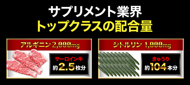 業界トップクラスの「アルギニン・シトルリン配合量」