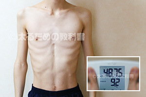 もやし野郎のガリガリの体=体重48.75kg