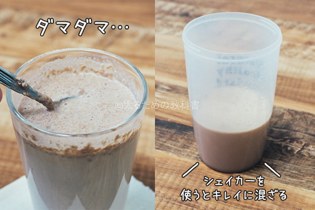 シェイカーをつかうとキレイに混ざる
